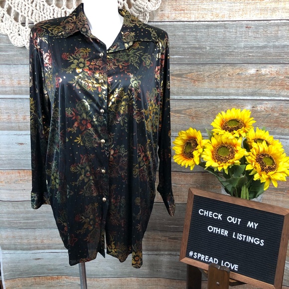 Vintage Tops - Plus size 3x 1980’s Vintage Plus Size Foil Blouse